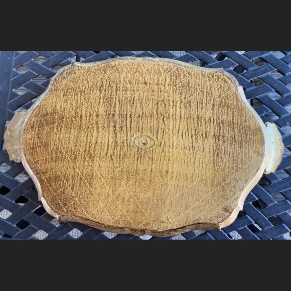 Vintage Florentine Tray - Green & Gilt Gold - 15" x 23" - Made in Italy Stamp - Picture 6 of 8